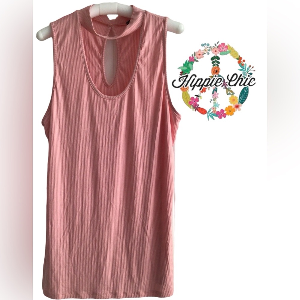 Pink🦋Cut Out Tank Top with Sleeveless Design
